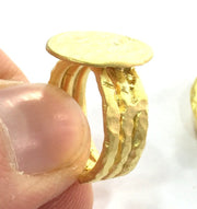 Gold Plated Ring Blank Ring Settings Ring Bezel Base Cabochon Mountings Adjustable (15mm blank ) Gold Plated Brass G5089