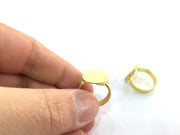 Gold Plated Ring Blank Ring Settings Ring Bezel Base Cabochon Mountings Adjustable (15mm blank ) Gold Plated Brass G5092