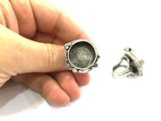 Adjustable Ring Blank, (20mm blank ) Antique Silver Plated Brass G5059