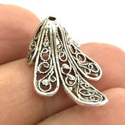 4 Cone Findings Antique Silver Plated Brass Cones , Findings (25x17 mm) G5064