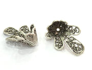 4 Cone Findings Antique Silver Plated Brass Cones , Findings (25x17 mm) G5064