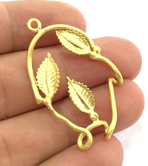 Gold Leaf Charms , Gold Plated Brass  39x29mm   G5066