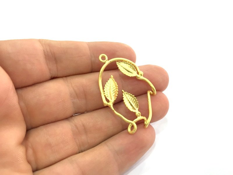 Gold Leaf Charms , Gold Plated Brass  39x29mm   G5066