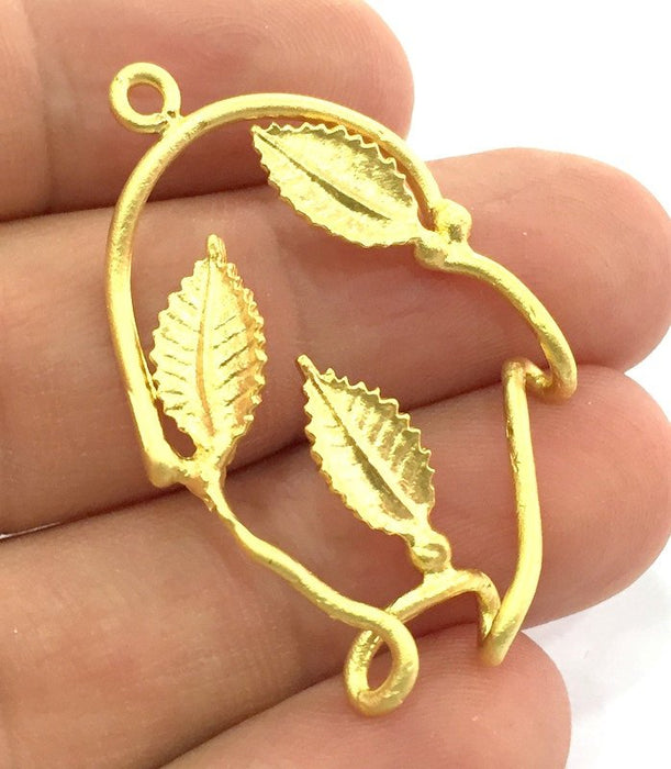 Gold Leaf Charms , Gold Plated Brass  39x29mm   G5066