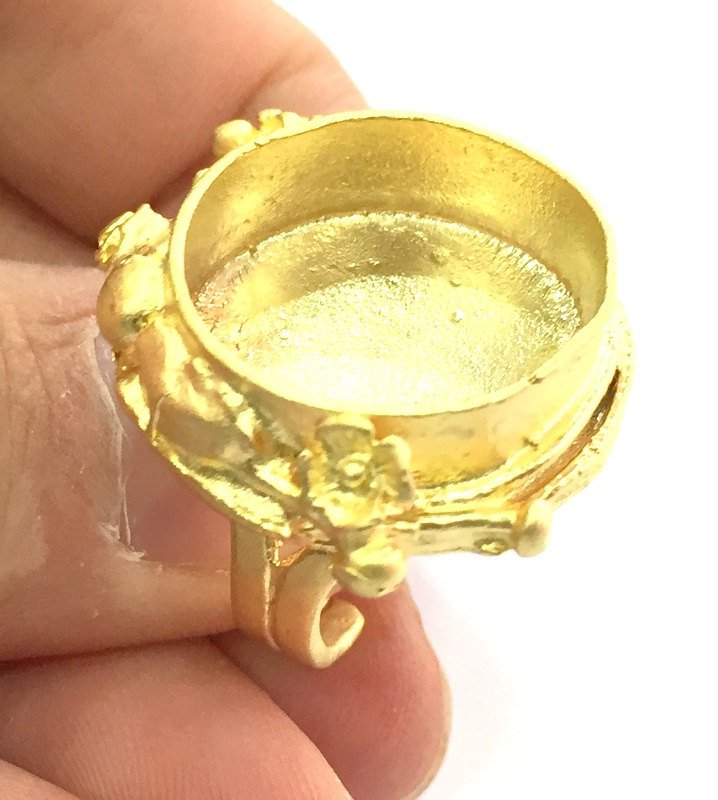 Adjustable Ring Blank, (20mm blank ) Gold Plated Brass G5068