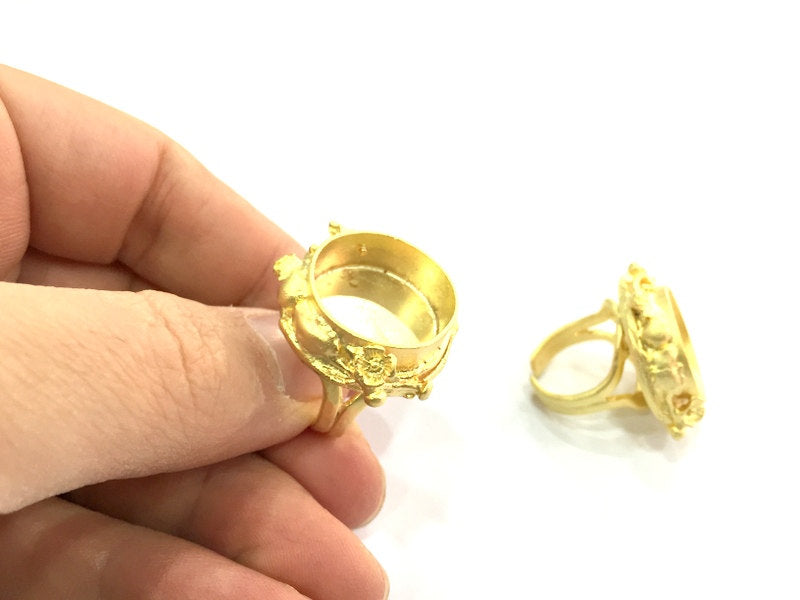Adjustable Ring Blank, (20mm blank ) Gold Plated Brass G5068