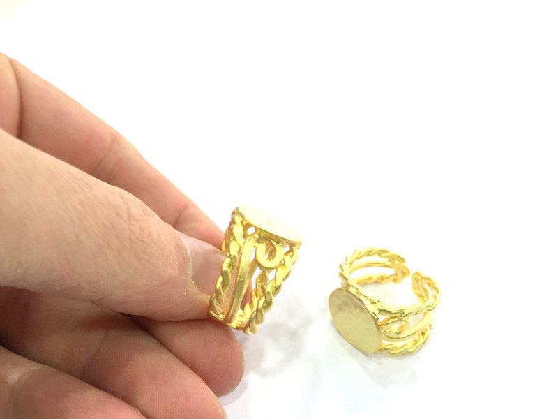 Adjustable Ring Blank, (15mm blank ) Gold Plated Brass G5069