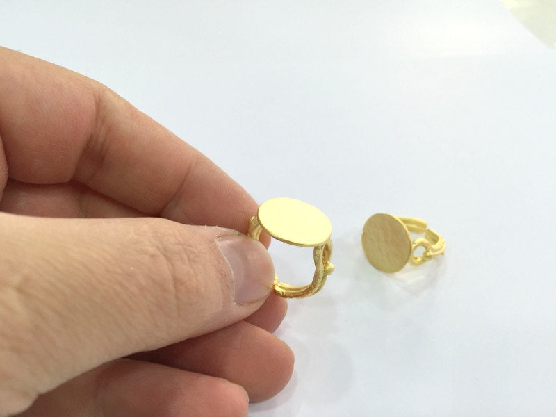 Adjustable Ring Blank, (15mm blank ) Gold Plated Brass G13362