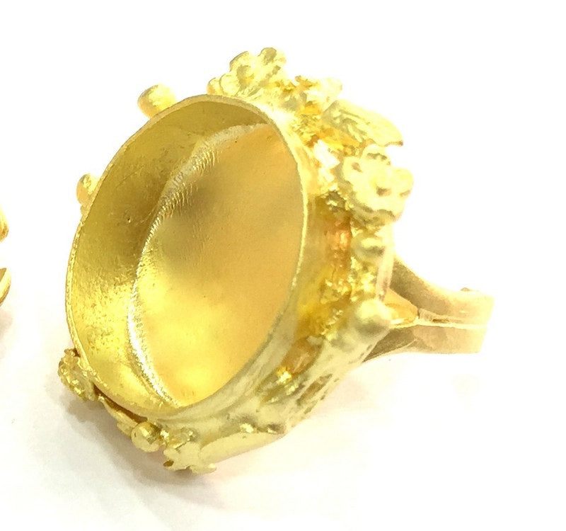 Adjustable Ring Blank, (25mm blank ) Gold Plated Brass G5071