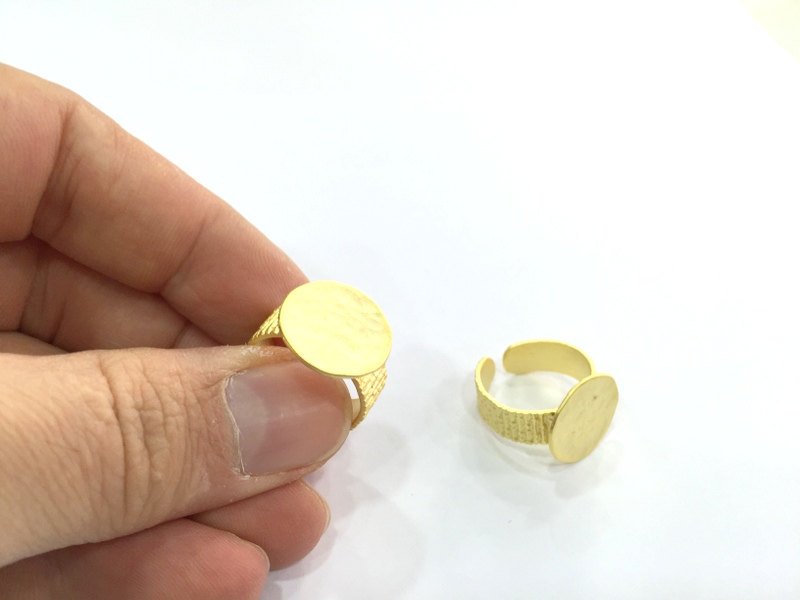 Adjustable Ring Blank, (15mm blank ) Gold Plated Brass G5072
