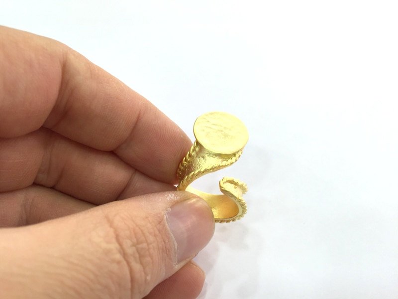 Adjustable Ring Blank, (15mm blank ) Gold Plated Brass G5078