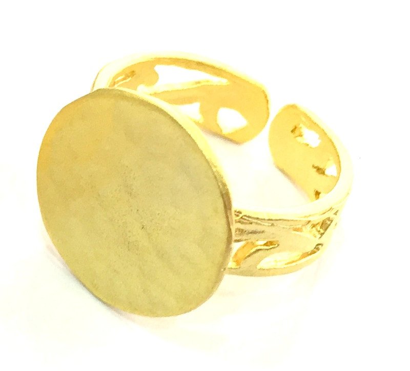 Adjustable Ring Blank, (15mm blank ) Gold Plated Brass G5080