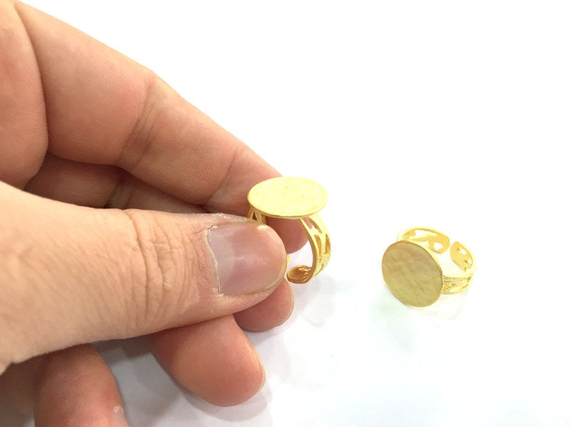 Adjustable Ring Blank, (15mm blank ) Gold Plated Brass G5080