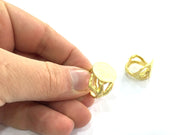 Adjustable Ring Blank, (15mm blank ) Gold Plated Brass G5082