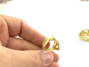 Adjustable Ring Blank, (15mm blank ) Gold Plated Brass G5082