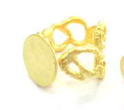 Adjustable Ring Blank, (15mm blank ) Gold Plated Brass G5083