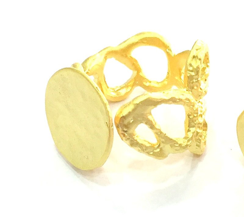 Adjustable Ring Blank, (15mm blank ) Gold Plated Brass G5083