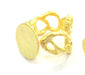 Adjustable Ring Blank, (15mm blank ) Gold Plated Brass G5083
