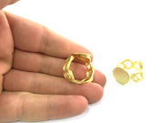 Adjustable Ring Blank, (15mm blank ) Gold Plated Brass G5083