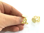 Adjustable Ring Blank, (15mm blank ) Gold Plated Brass G5083