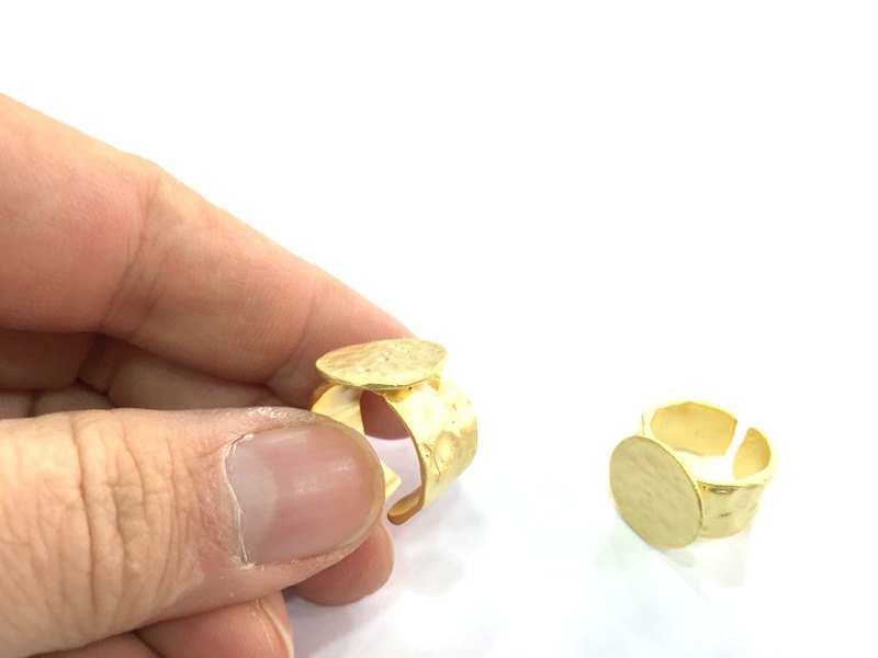 Adjustable Ring Blank, (15mm blank ) Gold Plated Brass G5085