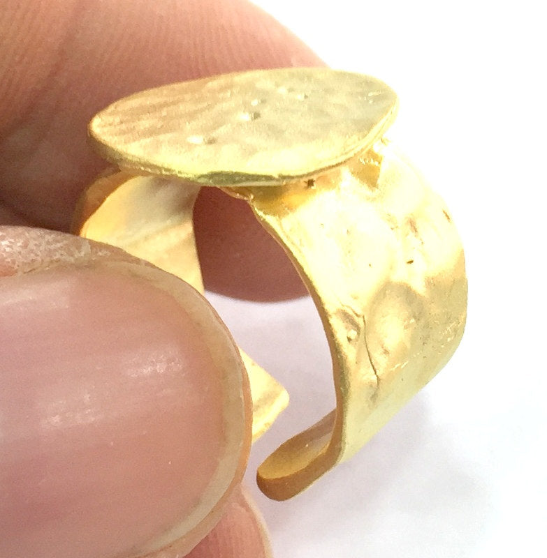 Adjustable Ring Blank, (15mm blank ) Gold Plated Brass G5085