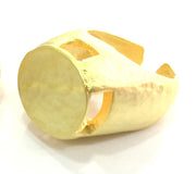 Gold Plated Ring Blank Ring Settings Ring Bezel Base Cabochon Mountings Adjustable  (15mm blank ) Gold Plated Brass G5087