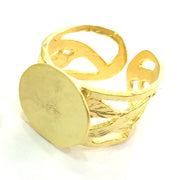 Adjustable Ring Blank, (15mm blank ) Gold Plated Brass G5088