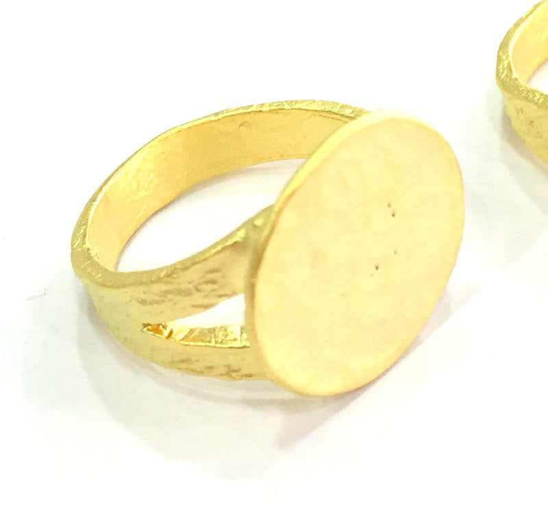 Adjustable Ring Blank, (15mm blank ) Gold Plated Brass G5090