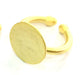 Adjustable Ring Blank, (15mm blank ) Gold Plated Brass G5091