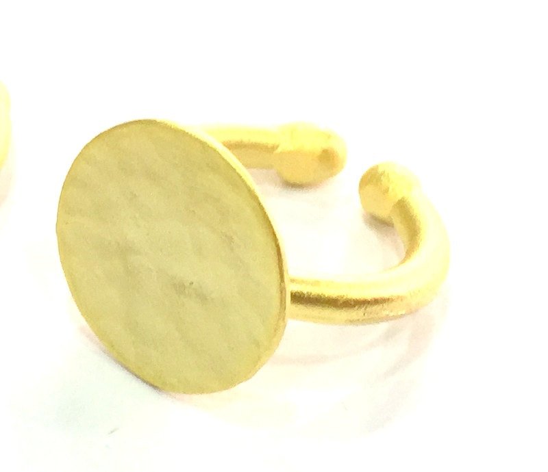 Adjustable Ring Blank, (15mm blank ) Gold Plated Brass G5091