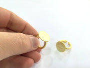 Adjustable Ring Blank, (15mm blank ) Gold Plated Brass G5091