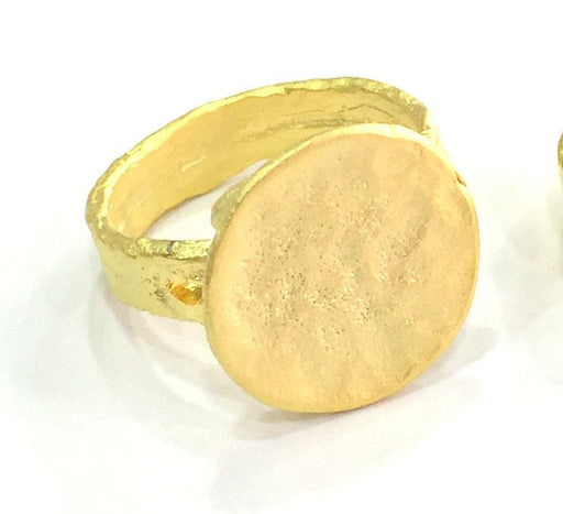 Gold Plated Ring Blank Ring Settings Ring Bezel Base Cabochon Mountings Adjustable (15mm blank ) Gold Plated Brass G5092