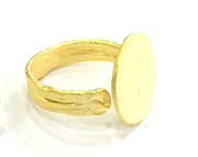 Gold Plated Ring Blank Ring Settings Ring Bezel Base Cabochon Mountings Adjustable (15mm blank ) Gold Plated Brass G5092