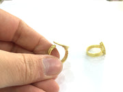 Gold Plated Ring Blank Ring Settings Ring Bezel Base Cabochon Mountings Adjustable (15mm blank ) Gold Plated Brass G5092
