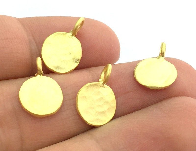 10 Gold Charms Gold Plated Brass Charm  (10mm)   G5094