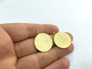2 Hammered Charm Gold Plated Charm Tag Stamp (24mm)   G5097