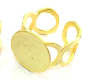 Adjustable Ring Blank, (15mm blank ) Gold Plated Brass G5103