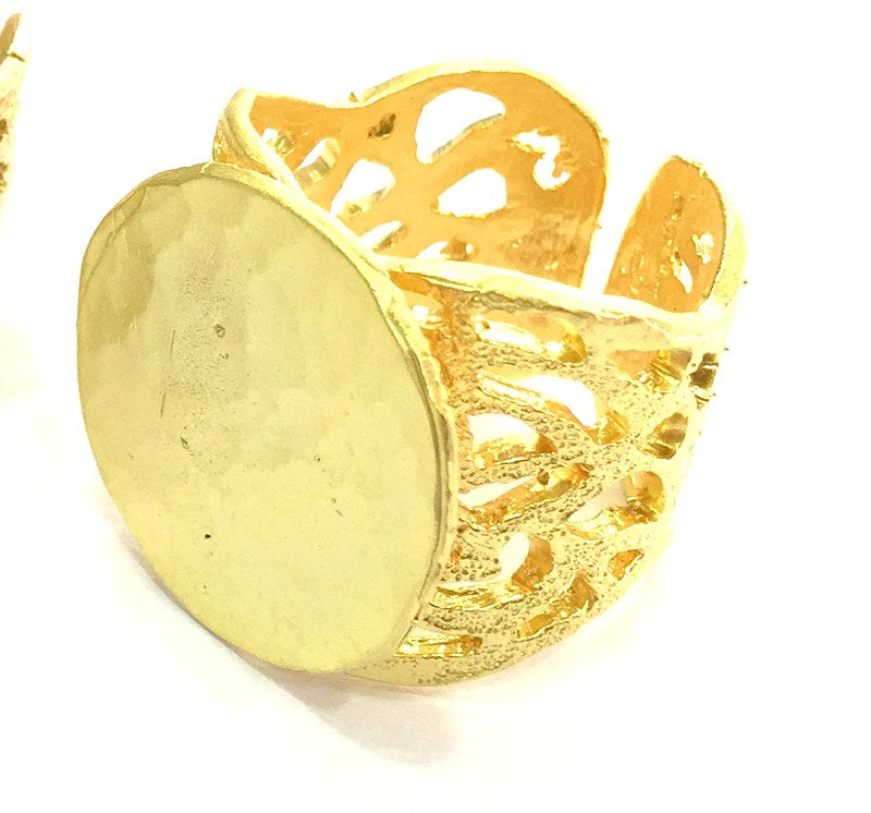 Adjustable Ring Blank, (20mm blank ) Gold Plated Brass G5106