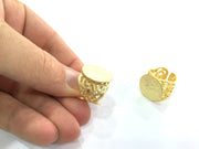 Adjustable Ring Blank, (20mm blank ) Gold Plated Brass G5106