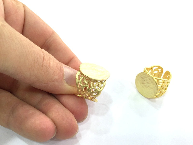 Adjustable Ring Blank, (20mm blank ) Gold Plated Brass G5106