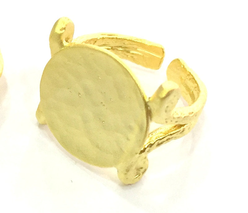 Adjustable Ring Blank, (15mm blank ) Gold Plated Brass G5110