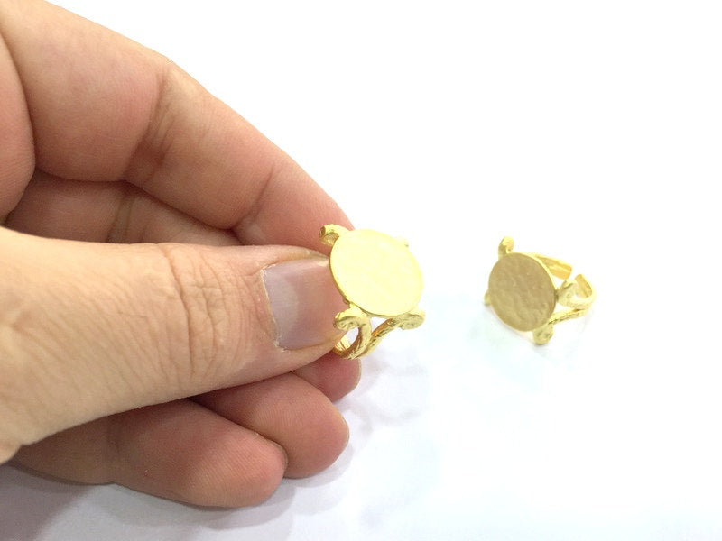 Adjustable Ring Blank, (15mm blank ) Gold Plated Brass G5110