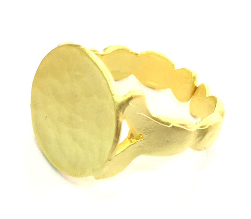 Adjustable Ring Blank, (15mm blank ) Gold Plated Brass G5111