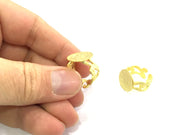 Gold Ring Blank , Adjustable  (15mm blank ) Gold Plated Brass G5112