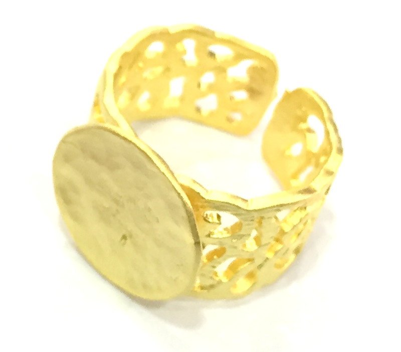 Adjustable Ring Blank, (15mm blank ) Gold Plated Brass G5113