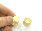 Adjustable Ring Blank, (15mm blank ) Gold Plated Brass G5113