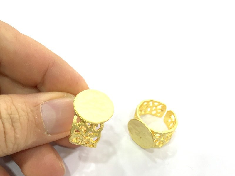 Adjustable Ring Blank, (15mm blank ) Gold Plated Brass G5113