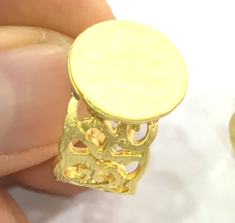 Adjustable Ring Blank, (15mm blank ) Gold Plated Brass G5113