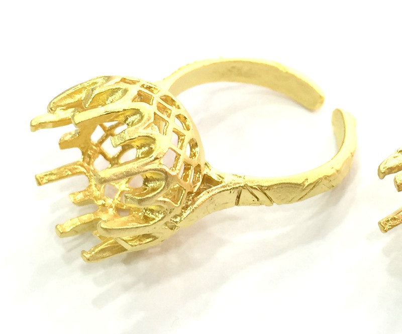 Adjustable Ring Blank, (12mm blank ) Gold Plated Brass G5114